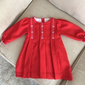 Classic Red Long-Sleeve Girls Dress